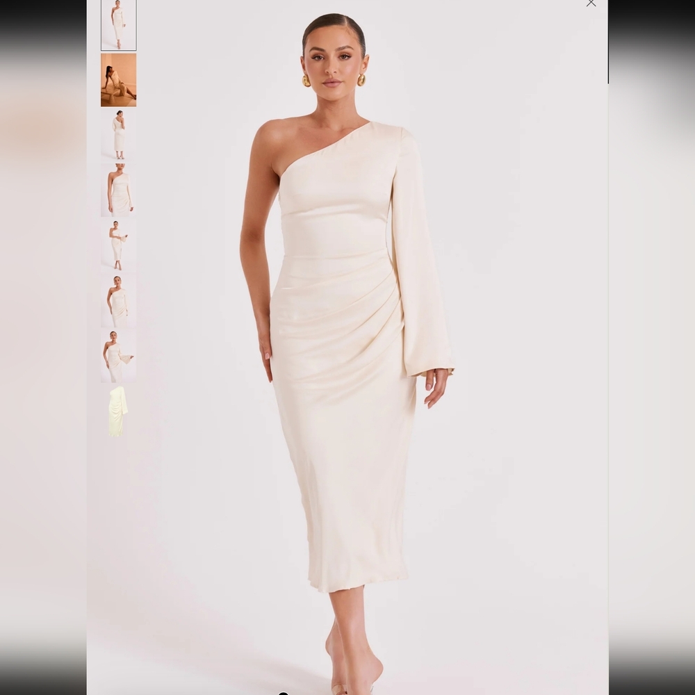 Meshki Cream One Shoulder Dress